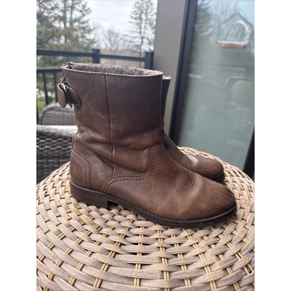 Boden Women's Ankle Brown Boots 40 9.5 Leather Zip Low Heel